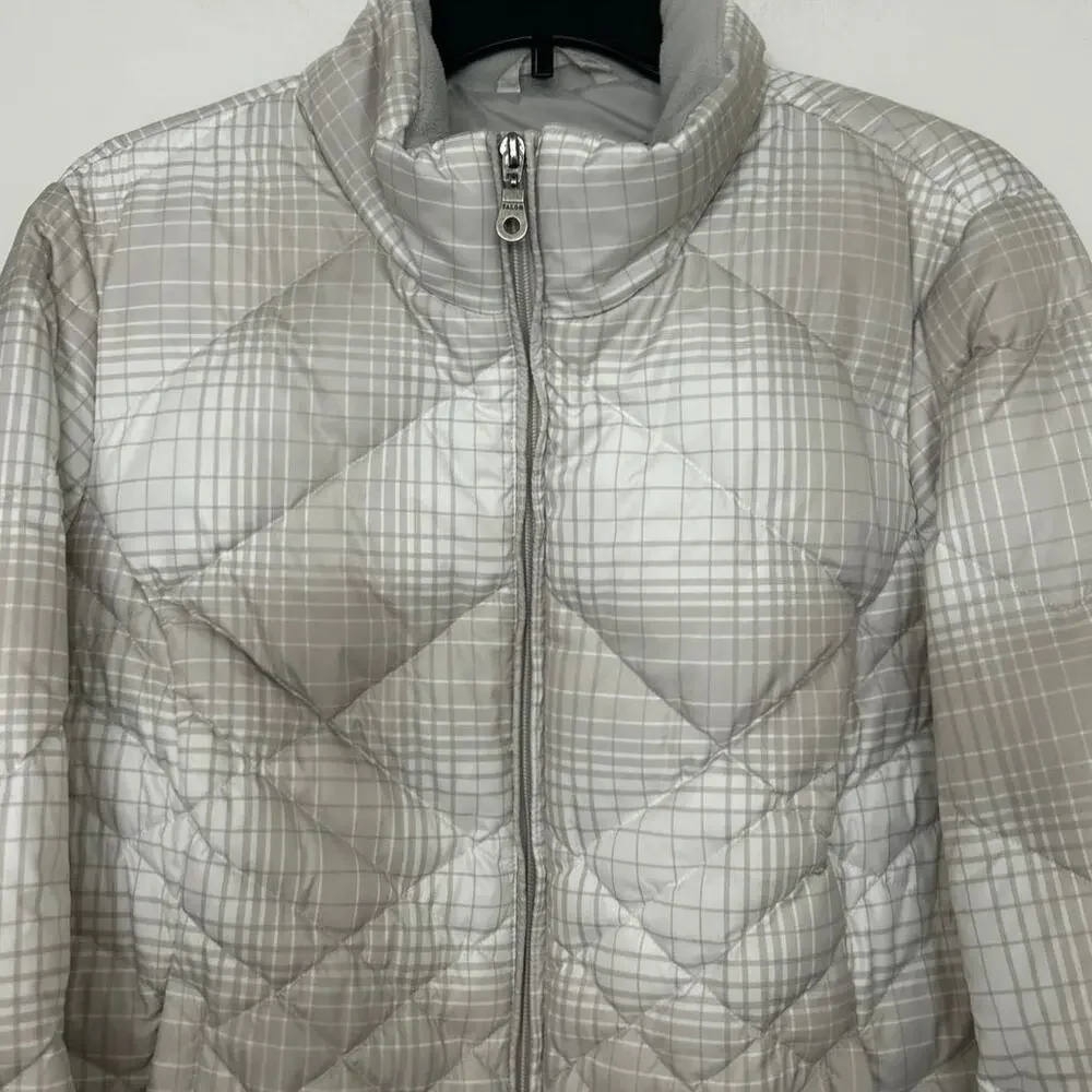 Eddie Bauer Down Quilted Puffer Coat Gray/White XLP Outdoor Winter